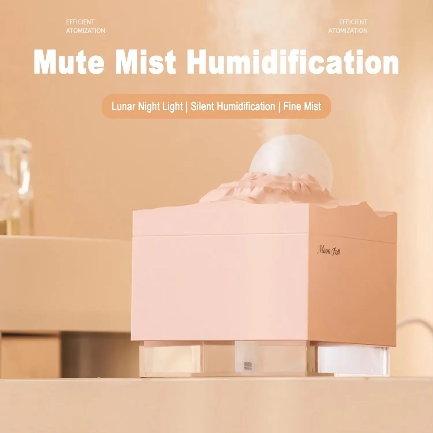 LED Moon Lamp Humidifier - Cool Mist Scent Diffuser with Essential Oils, Aroma Night Light for Home Office Bedroom Decor
